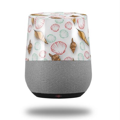 Decal Style Skin Wrap for Google Home Original - Sea Shells 02 White (Google Home NOT Included) by WraptorSkinz