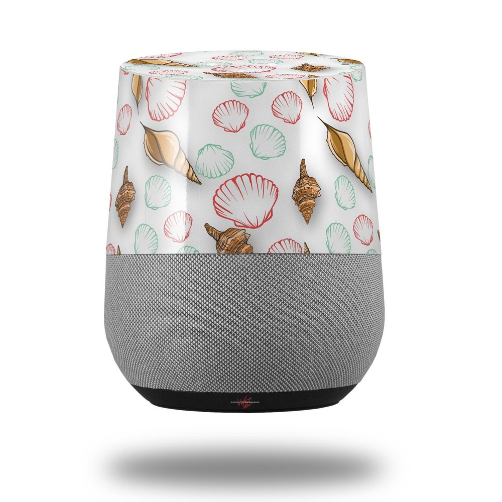 Decal Style Skin Wrap for Google Home Original - Sea Shells 02 White (Google Home NOT Included) by WraptorSkinz