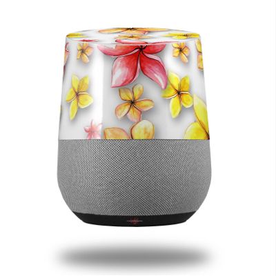 Decal Style Skin Wrap for Google Home Original - Beach Flowers White (Google Home NOT Included) by WraptorSkinz