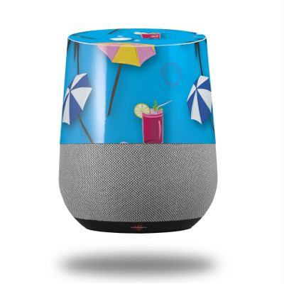 Decal Style Skin Wrap for Google Home Original - Beach Party Umbrellas Blue Medium (Google Home NOT Included) by WraptorSkinz
