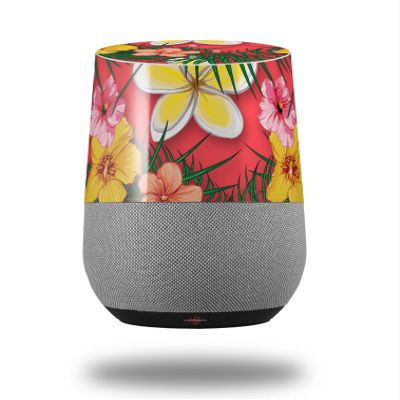 Decal Style Skin Wrap for Google Home Original - Beach Flowers 02 Coral (Google Home NOT Included) by WraptorSkinz