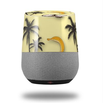 Decal Style Skin Wrap for Google Home Original - Coconuts Palm Trees and Bananas Yellow Sunshine (Google Home NOT Included) by WraptorSkinz