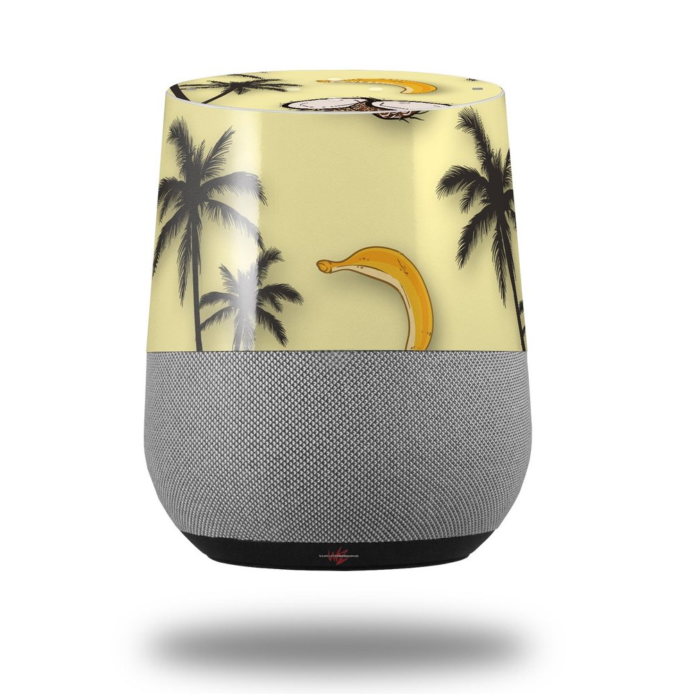 Decal Style Skin Wrap for Google Home Original - Coconuts Palm Trees and Bananas Yellow Sunshine (Google Home NOT Included) by WraptorSkinz