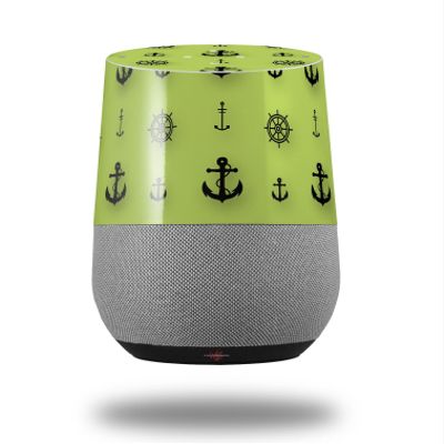 Decal Style Skin Wrap for Google Home Original - Nautical Anchors Away 02 Sage Green (Google Home NOT Included) by WraptorSkinz