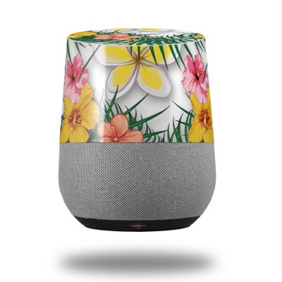 Decal Style Skin Wrap for Google Home Original - Beach Flowers 02 White (Google Home NOT Included) by WraptorSkinz