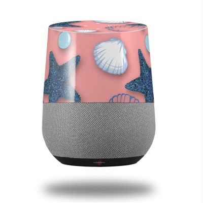 Decal Style Skin Wrap for Google Home Original - Starfish and Sea Shells Pink (Google Home NOT Included) by WraptorSkinz