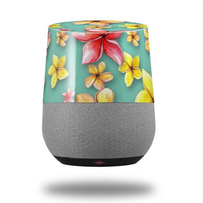 Decal Style Skin Wrap for Google Home Original - Beach Flowers Seafoam Green (Google Home NOT Included) by WraptorSkinz