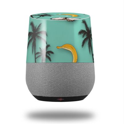 Decal Style Skin Wrap for Google Home Original - Coconuts Palm Trees and Bananas Seafoam Green (Google Home NOT Included) by WraptorSkinz
