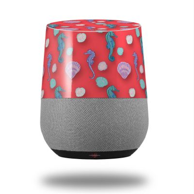 Decal Style Skin Wrap for Google Home Original - Seahorses and Shells Coral (Google Home NOT Included) by WraptorSkinz
