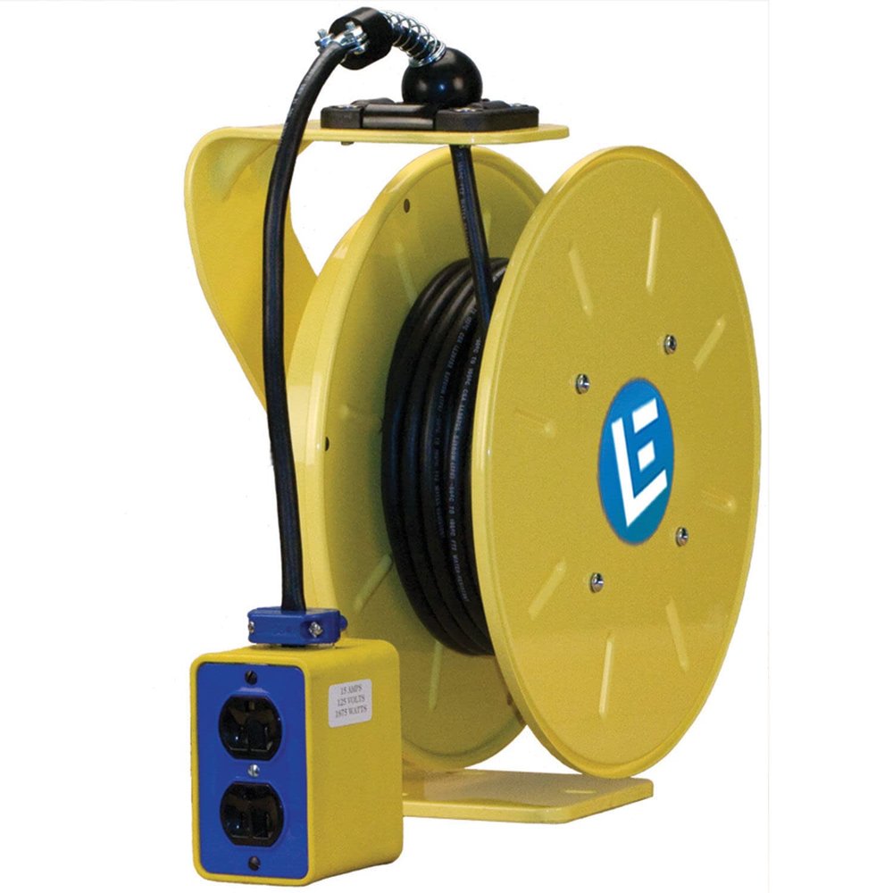 50' 12/3 SJOW Cable Cord Reel W/ 20 A Quad Box, LE9050123QB2