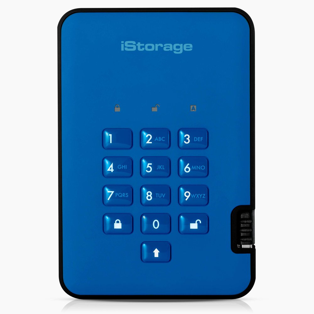 iStorage diskAshur2 SSD 1TB Blue | Secure portable solid state drive | Password protected | Dust & water resistant | Hardware Encryption