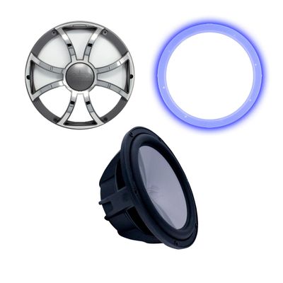 Wet Sounds REVO10 High Power S4-B Revo 10" Sub with LED Ring & Grill - Black Subwoofer & Gunmetal Steel Grill