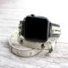 Black and White Leather Apple Watch Band for Women  Stylish Wrap Band with Moon Charm, Fits Apple Watch Series 1-10, SE, Ultra, Full-Grain Adjustable Leather Strap view 2