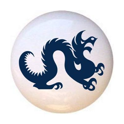 Blue Dragon - Dragons - DECORATIVE Glossy CERAMIC Cupboard Cabinet PULLS Dresser Drawer KNOBS