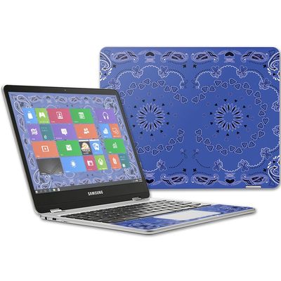 MightySkins Skin Compatible with Samsung Chromebook Plus 12.3"(2017 - Blue Bandana | Protective, Durable, and Unique Vinyl wrap Cover | Easy to Apply, Remove, and Change Styles | Made in The USA