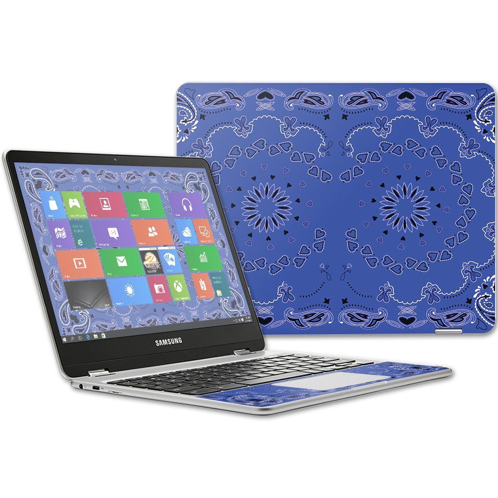 MightySkins Skin Compatible with Samsung Chromebook Plus 12.3"(2017 - Blue Bandana | Protective, Durable, and Unique Vinyl wrap Cover | Easy to Apply, Remove, and Change Styles | Made in The USA