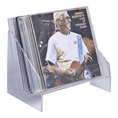 Clear-Ad - CD-01 - Vertical Plastic Desktop CD Display Rack - Standing Countertop Acrylic One Tier Compact Disk Holder (Pack of 16)
