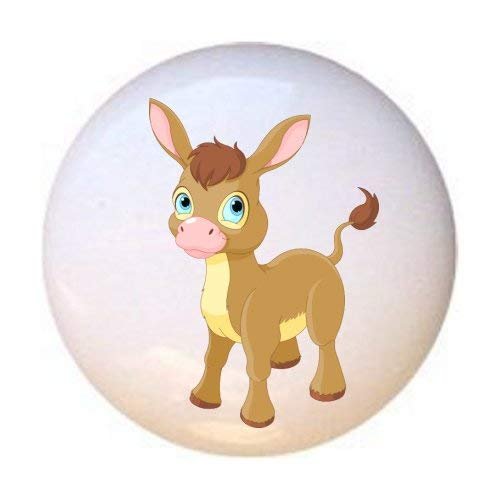 Cute Cartoon Donkey - Donkeys Mules Burros - DECORATIVE Glossy CERAMIC Cupboard Cabinet PULLS Dresser Drawer KNOBS