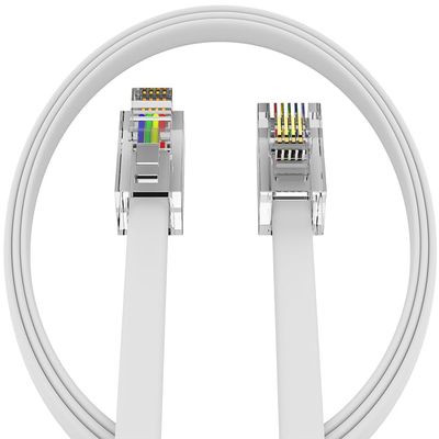 AmzDeals 2-Pack 6 Feet White Telephone Cable 6P4C RJ11 Male to Male, Made in USA Pro Grade Phone Line Cord