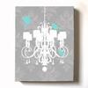Modern Paris Shabby Chic Chandelier - Paisley & Lovebirds Stretched Canvas Nursery Decor - Wall Art that Makes a Memorable Baby Gift - Wooden Frame Construction - Ready to Hang 24X30 view 1