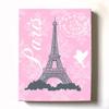 Modern Paris Eiffel Tower - Unique Paisley & Lovebirds Stretched Canvas Nursery Decor - Wall Art that Makes a Memorable Baby Gift - Wooden Frame Construction - Ready to Hang 16X20 view 1