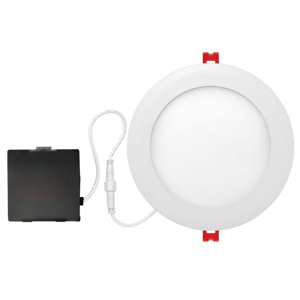 Globe Electric 90933 6" Ultra Slim LED Integrated Recessed Lighting Kit, 12 Watts, Energy Star, IC and Wet Rated, White Finish, 6.31" Hole Size, Dimmer Switch Compatible, 800 Lumens, 3000K