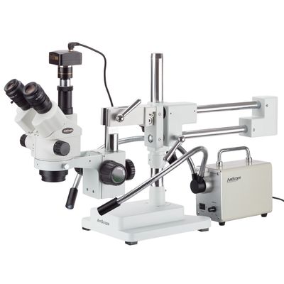 3.5X-45X Simul-Focal Stereo Zoom Microscope with 30W LED Illuminator and 1.3MP Camera