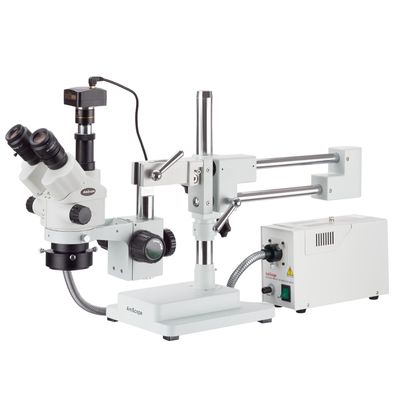 AmScope 3.5X-90X Simul-Focal Stereo Zoom Microscope with a Fiber Optic Ring Light and 1.3MP Camera