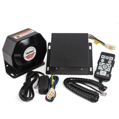 YHAAVALE 9200E Amplifier Police Siren & Metal Ultra Slime Octagon Compact Flat Speaker,DC12V 100W Multi-Tones Wired Control with Mic Loudspeaker Emergency Electronic PA System for Police Cars