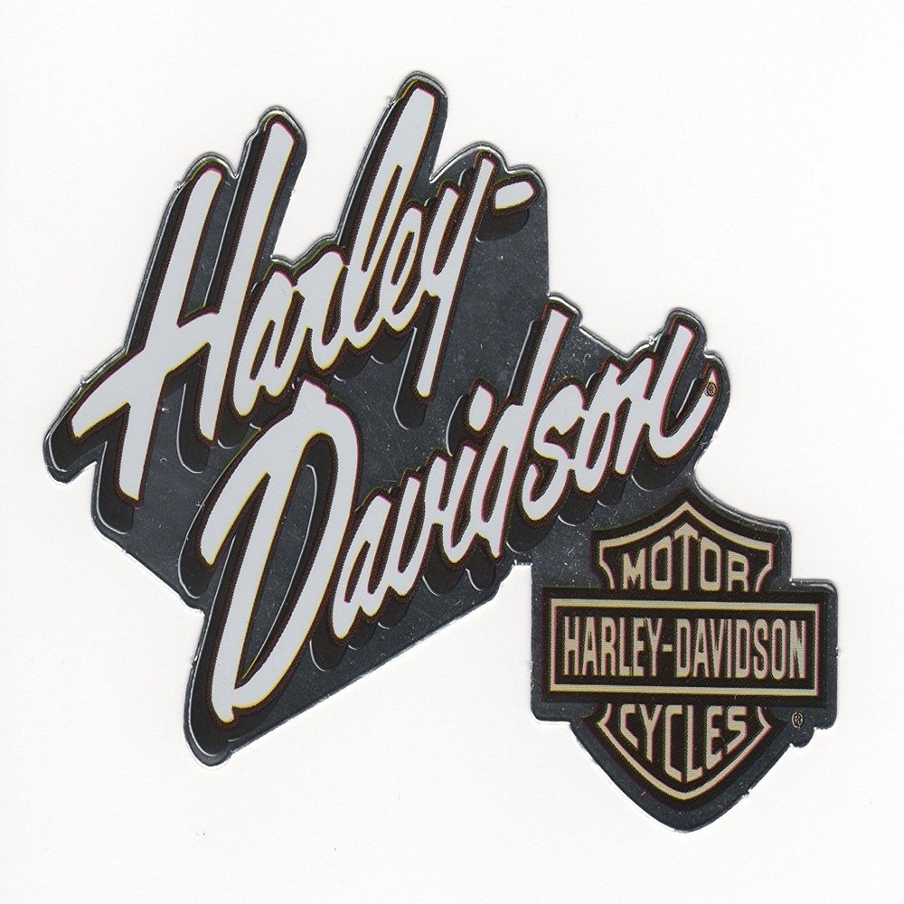 Harley Davidson Chrome SIGNATURE Bar and Shield Indoor Reflective Decal Sticker 4-1/4" x 2-3/4" - Made in the USA!
