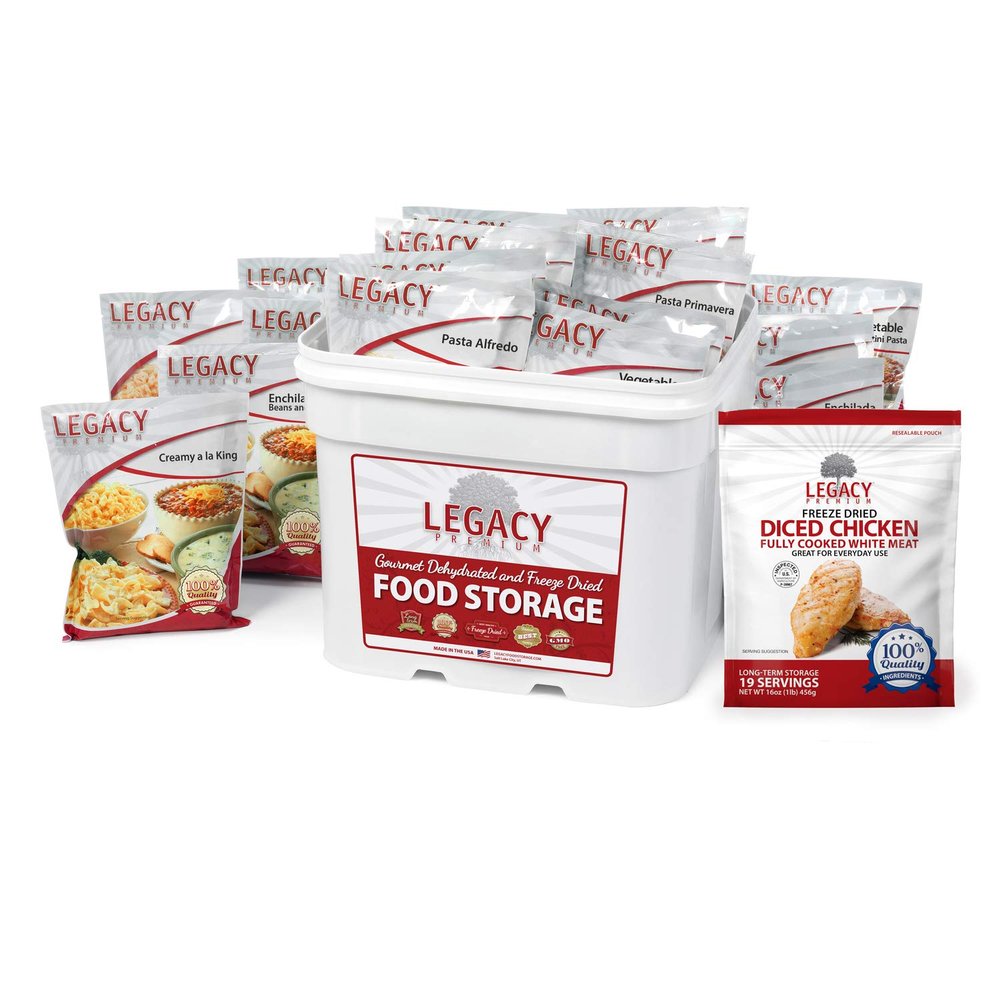 Freeze Dried Emergency Food Meal with Chicken - 79 Large Entree Servings - 18 lbs- Disaster Prepper Storage - Survival Supply, Essential for Emergency Preparedness, Heavy-Duty Design