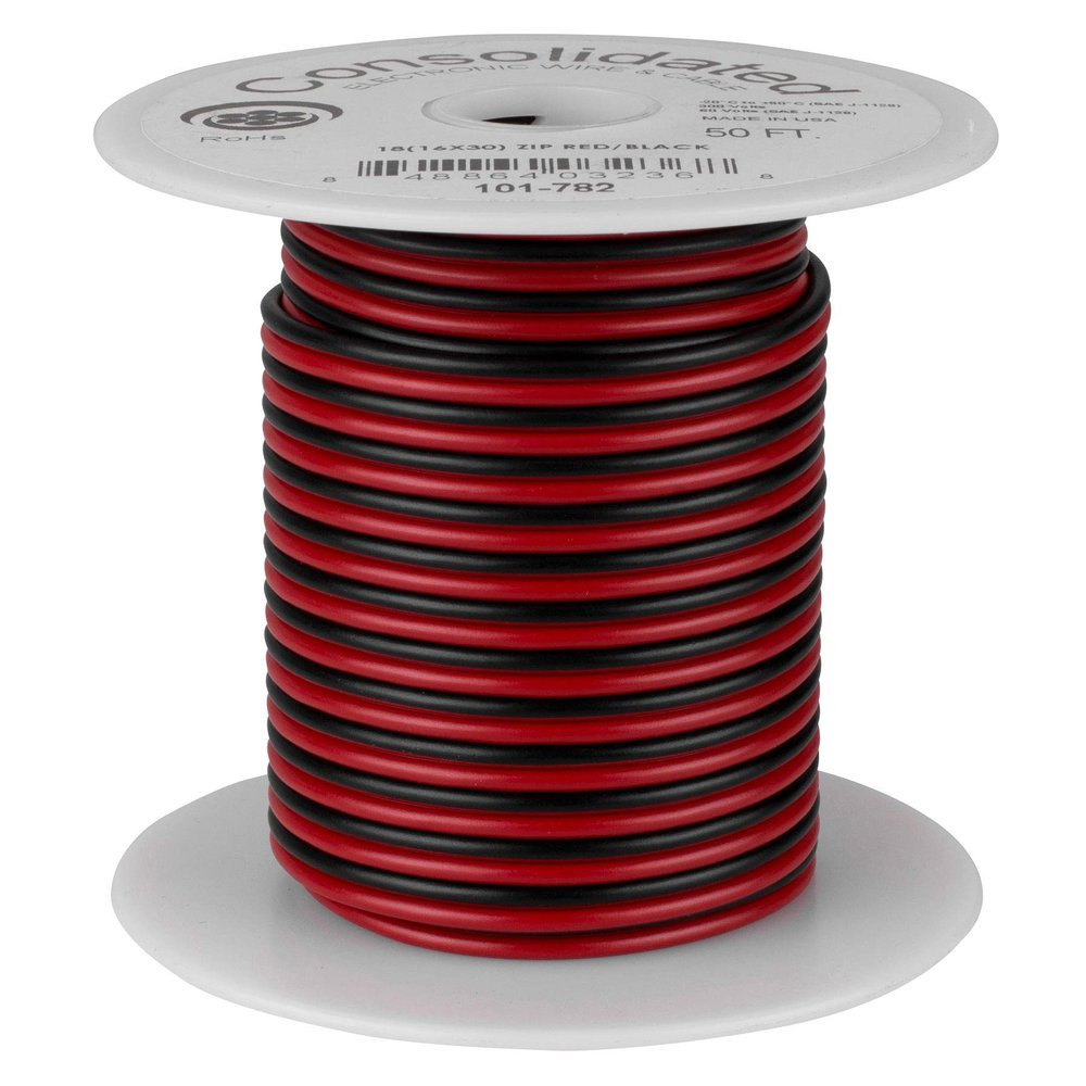 Consolidated 18 AWG 2-conductor Power Speaker Wire 50 ft. (Red/Black)