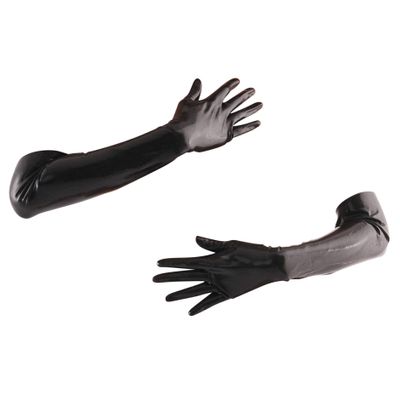 Heavy Weight Latex Mid Gloves (Elbow Length) Fetish - Black (X-Large - Washed & Shined)