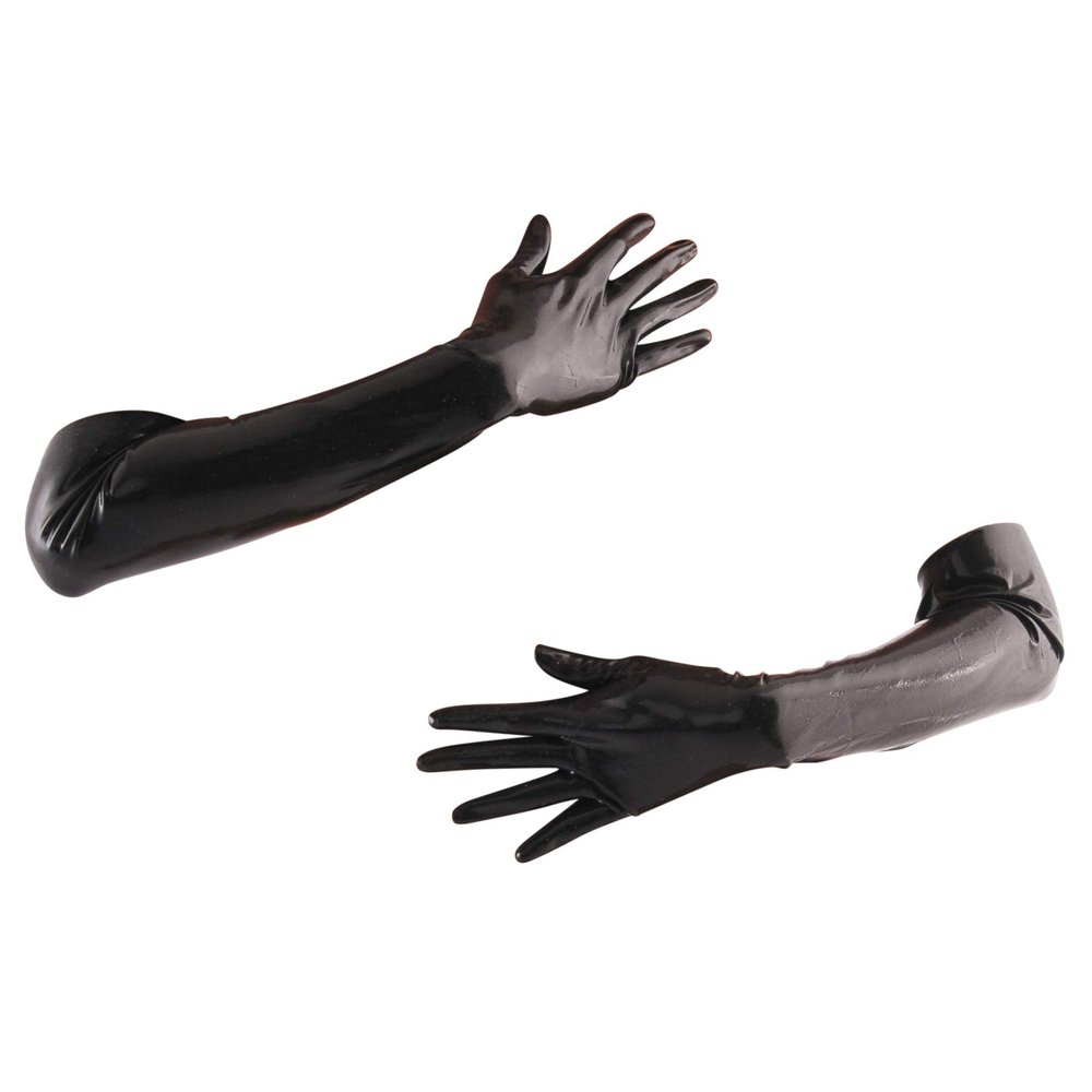 Heavy Weight Latex Mid Gloves (Elbow Length) Fetish - Black (X-Large - Washed & Shined)