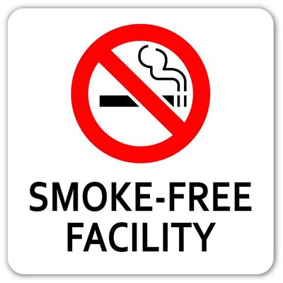 4" Smoke-Free Facility Vinyl Decal Bumper Sticker for Window, Glass, Doors, Shops, Office Buildings