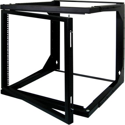 16U Open Wall Mount Frame Rack with Hinge - Adjustable Depth 18"-30"