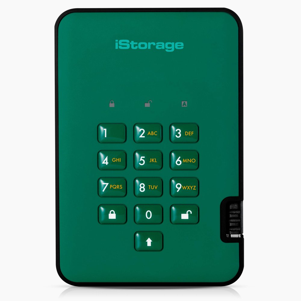 iStorage diskAshur2 SSD 256GB Green | Secure portable solid state drive | Password protected | Dust & water resistant | Hardware Encryption