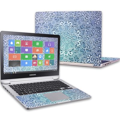 MightySkins Skin Compatible with Samsung Notebook 7 Spin 13.3" (2016) wrap Cover Sticker Skins Carved Blue