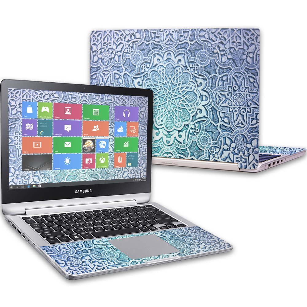 MightySkins Skin Compatible with Samsung Notebook 7 Spin 13.3" (2016) wrap Cover Sticker Skins Carved Blue
