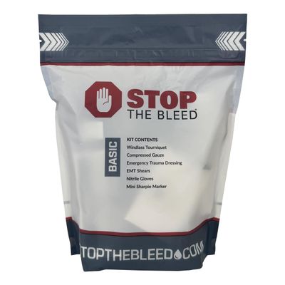Rescue Essentials Stop THE Bleed Basic Kit Compact Trauma First Aid Kit with Tourniquet, Gauze & Compression Bandage Red Emergency Bleeding Control Kit for Home, Car & Workplace (1 Kit)