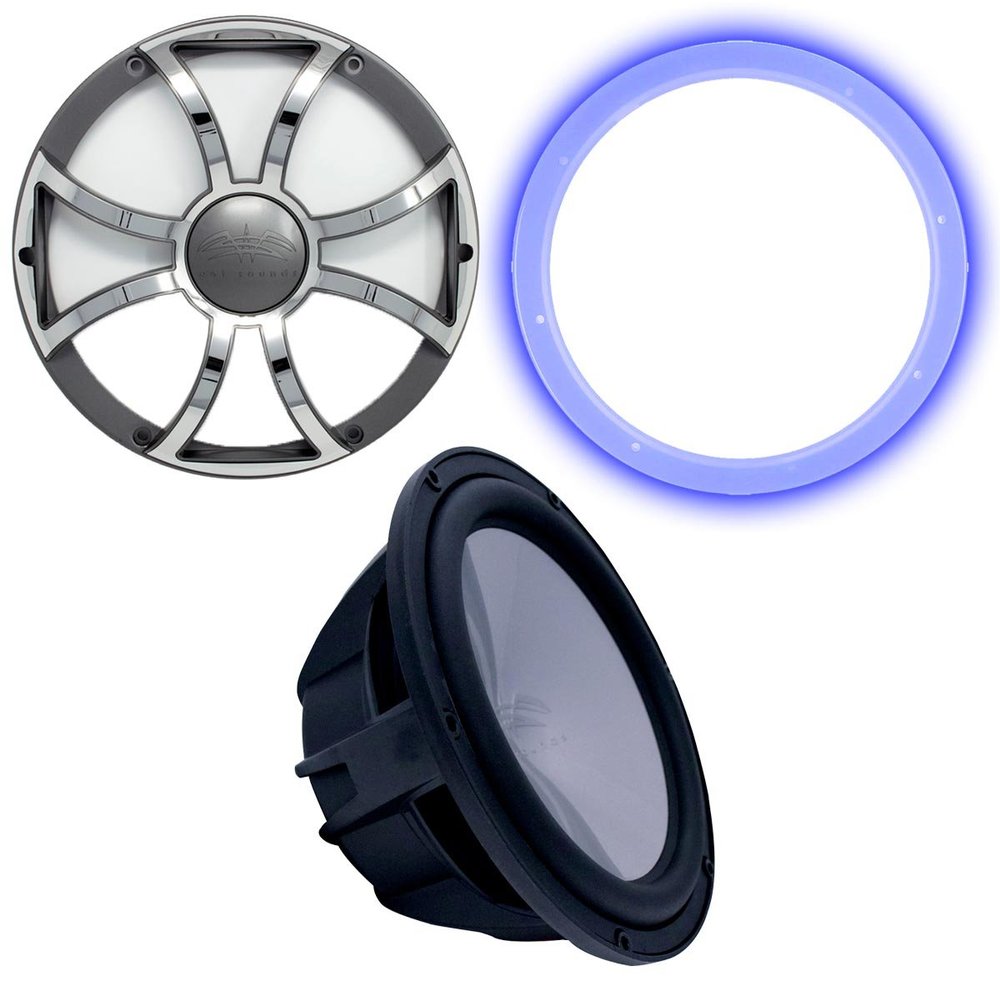 Wet Sounds REVO12 High Power S4-B Revo 12" Subwoofer with LED Ring & Grill - Black Subwoofer & Gunmetal Steel Grill