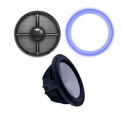 Wet Sounds REVO10 High Power S4-B Revo 10" Sub with LED Ring & Grill - Black Subwoofer & Black Closed Face XW Grill