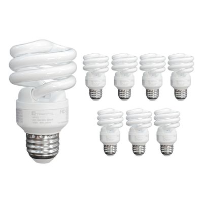 Xtricity Compact Fluorescent Light Bulbs T2 Spiral, E26 Base, 23W (100W Equivalent), 5000k Daylight, 1520 Lumens, CFL, 120V - UL Listed, (8 Pack)