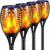 TomCare Solar Lights, 43" Waterproof Flickering Flames 96 LED Torches Outdoor Landscape Decoration Lighting Auto On/Off Pathway Lights for Garden Patio Yard Christmas, Black(4) view 1