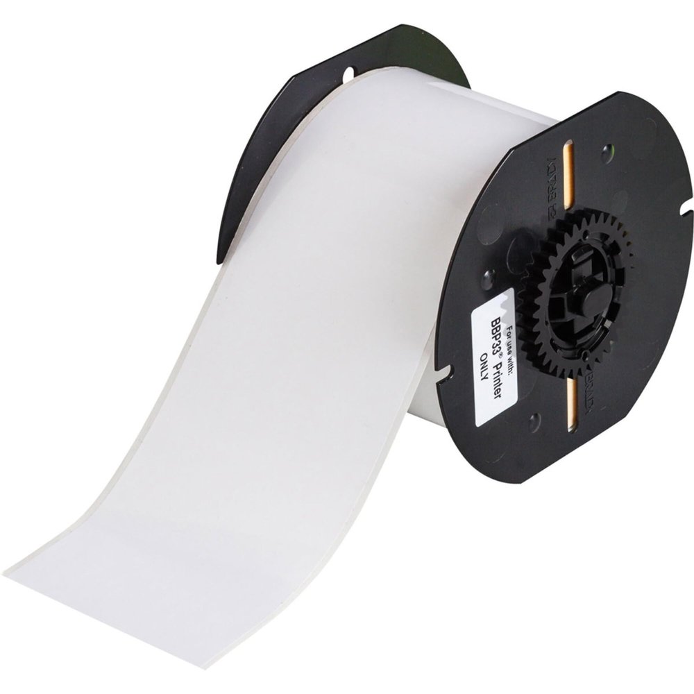 Brady - B33C-3000-428-EA - Brady B33C-3000-428 Light Gray Metallized Polyester Continuous Thermal Transfer Printer Label Roll - Indoor - 3 in Width - 85 ft Length - B-428