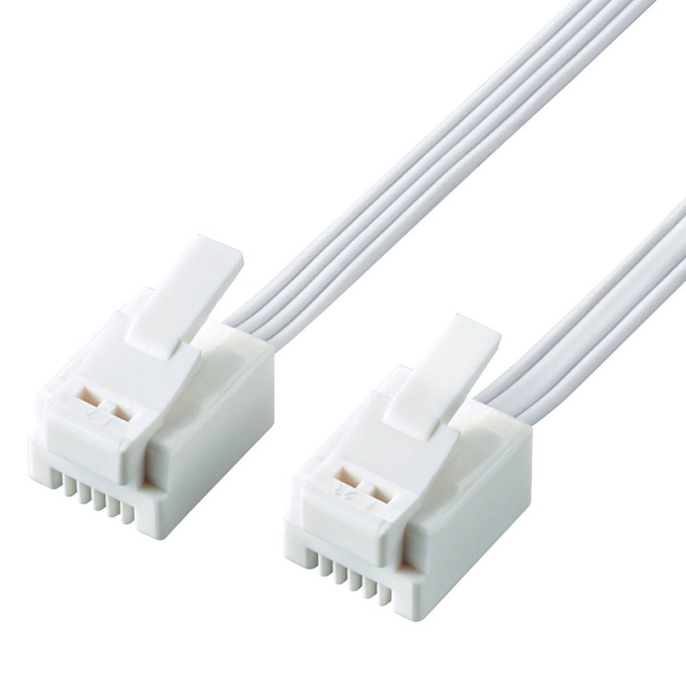 Elecom MJ-T05WH Modular Cable for Modems, Nail Break Prevention [High Durability Specification] 0.5 m (0.5 m) White