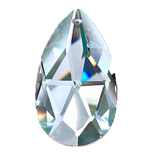 Set of 5 - Asfour Crystal 30% Lead Art# 872 50mm Pearshape Clear Chandelier Crystal Parts, 1 Hole