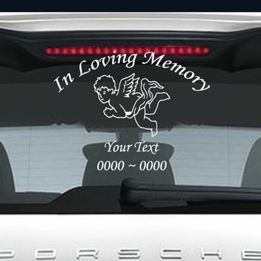 Custom Angels 2 in Loving Memory Personalized Car-Wall-Vinyl Decals Stickers, 48 Inches