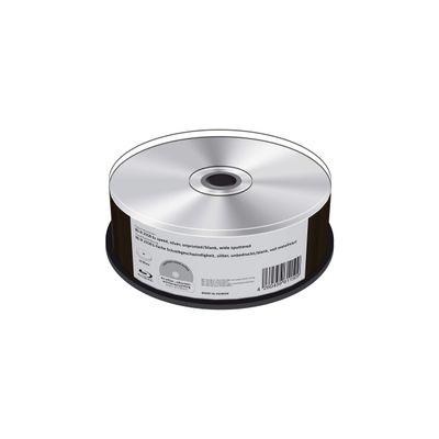 BD-R 25GB 6X Write Speed, Silver, Blank/Blank Fully Metallised, 25 Piece Cake Box