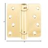 Self-Closing Door Hinge, 4 Inches, 1/4" Radius Corner, Polished Brass view 2